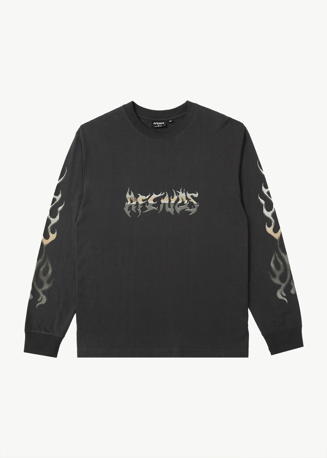 AFENDS Mens Scorched - Long Sleeve Tee - Charcoal 