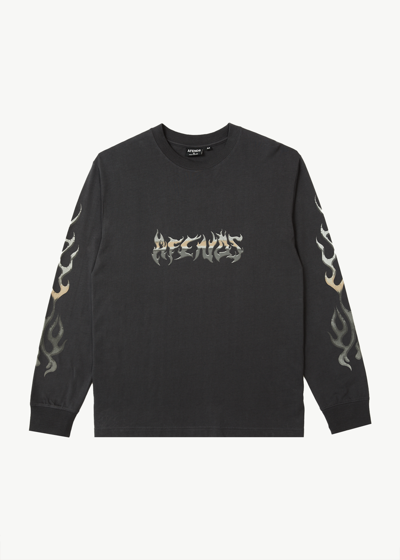 AFENDS Mens Scorched - Long Sleeve Tee - Charcoal