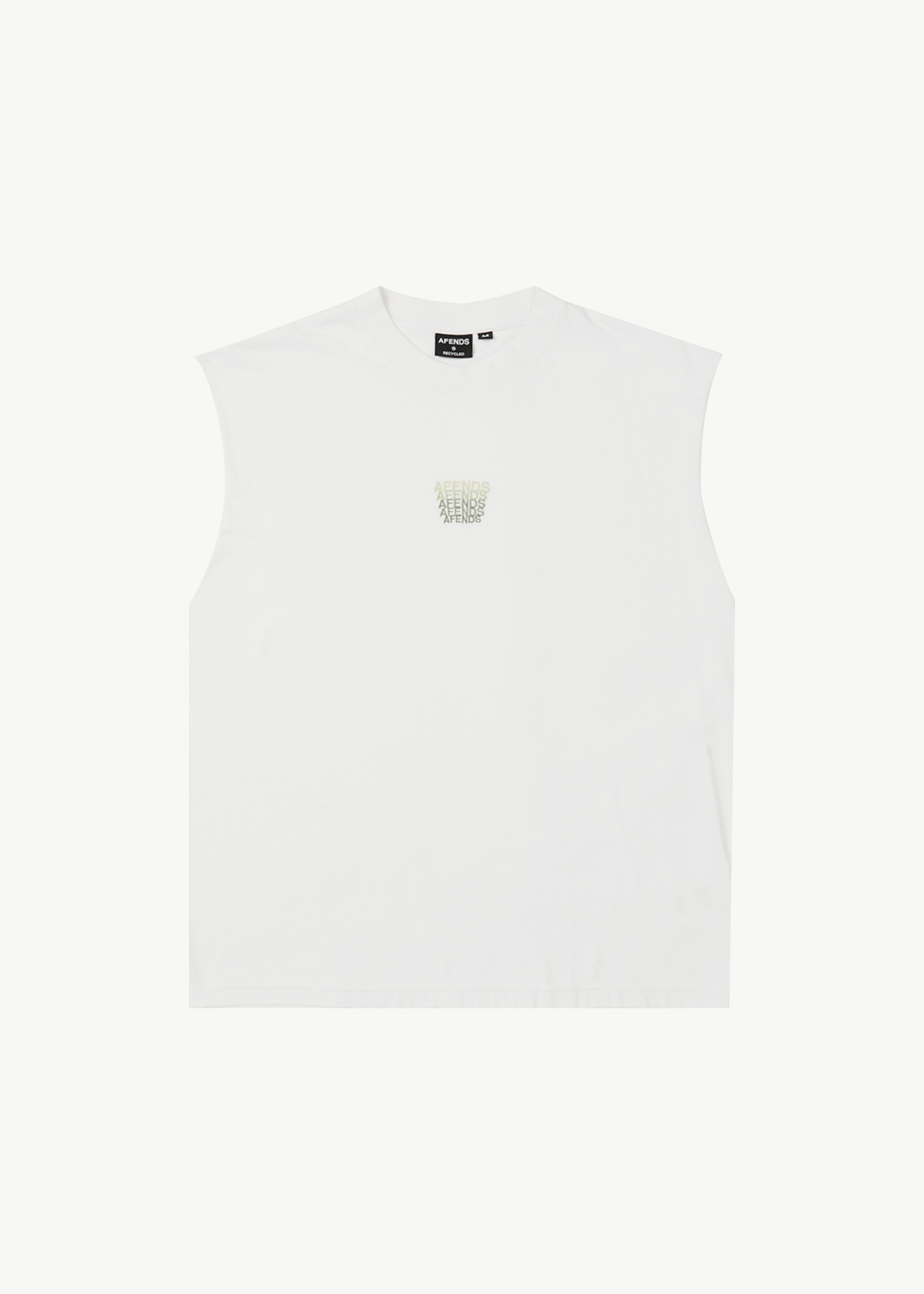 AFENDS Mens Repeat - Sleeveless Tee - White