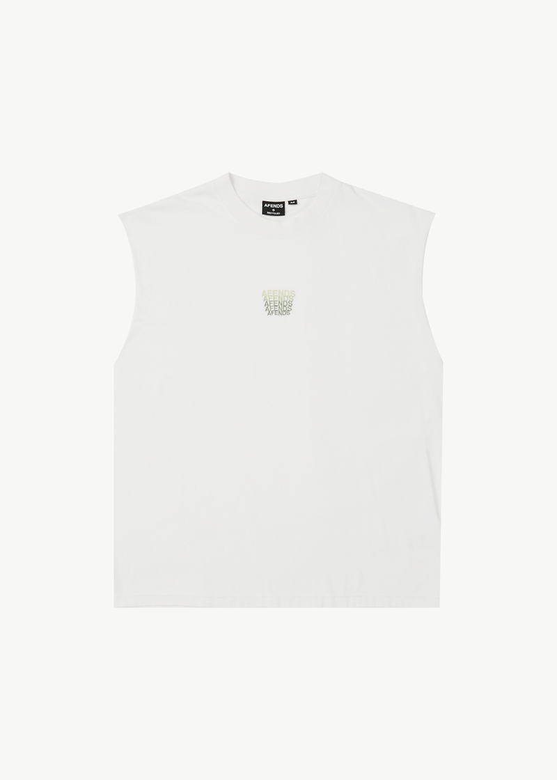 AFENDS Mens Repeat - Sleeveless Tee - White