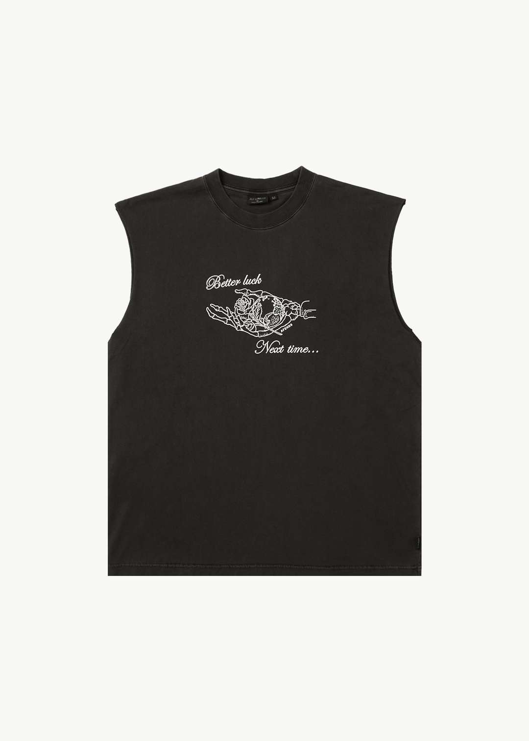 AFENDS Mens Bad Luck - Sleeveless Tee - Stone Black 