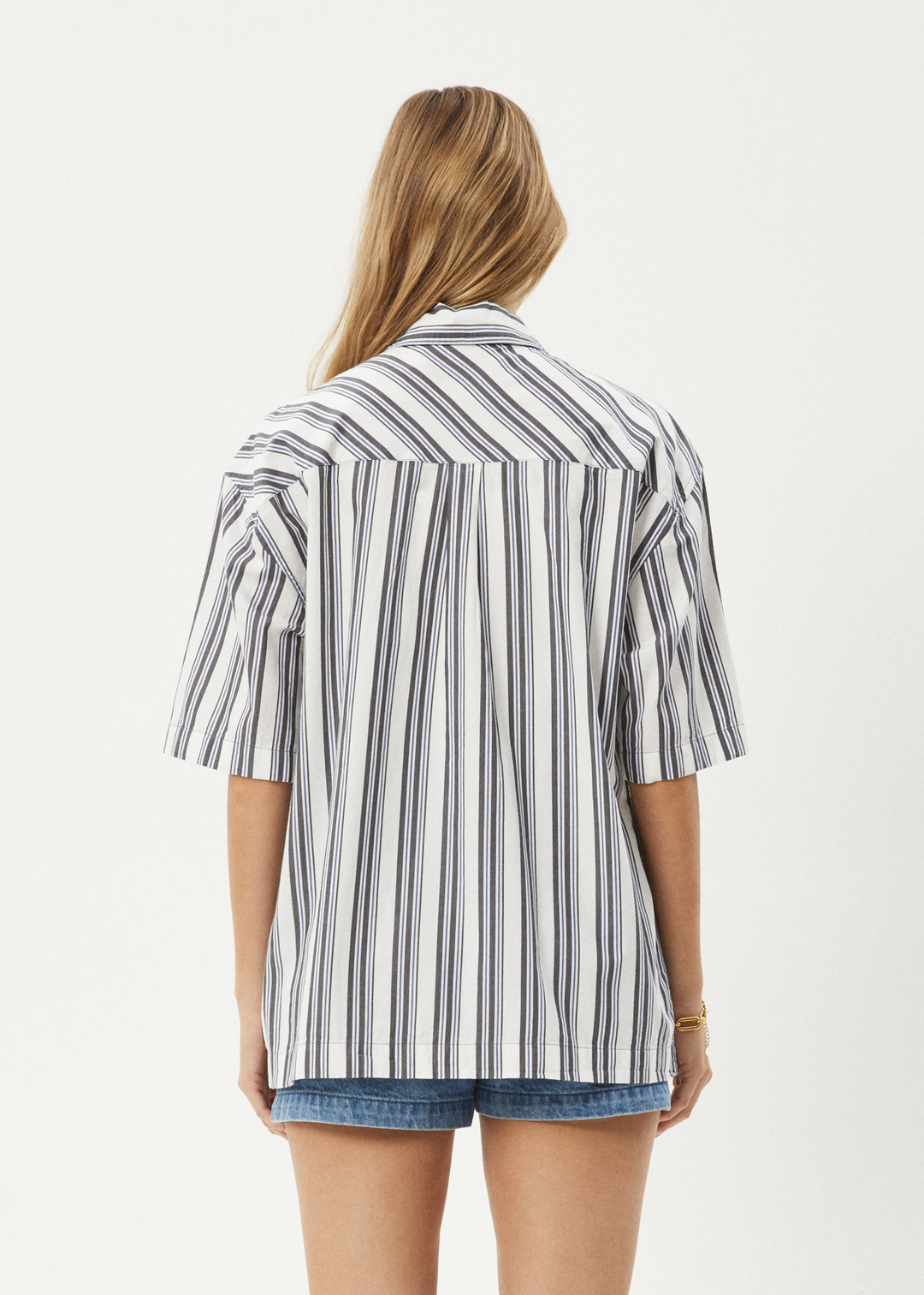 AFENDS Mens Lined Up - Short Sleeve Shirt - White Stripe 