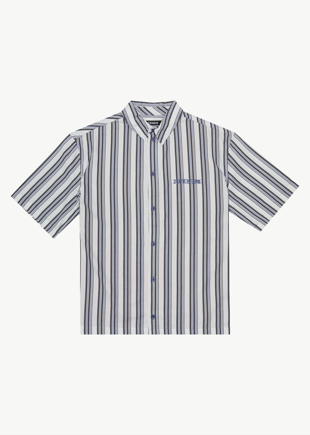 AFENDS Mens Lined Up - Short Sleeve Shirt - White Stripe 