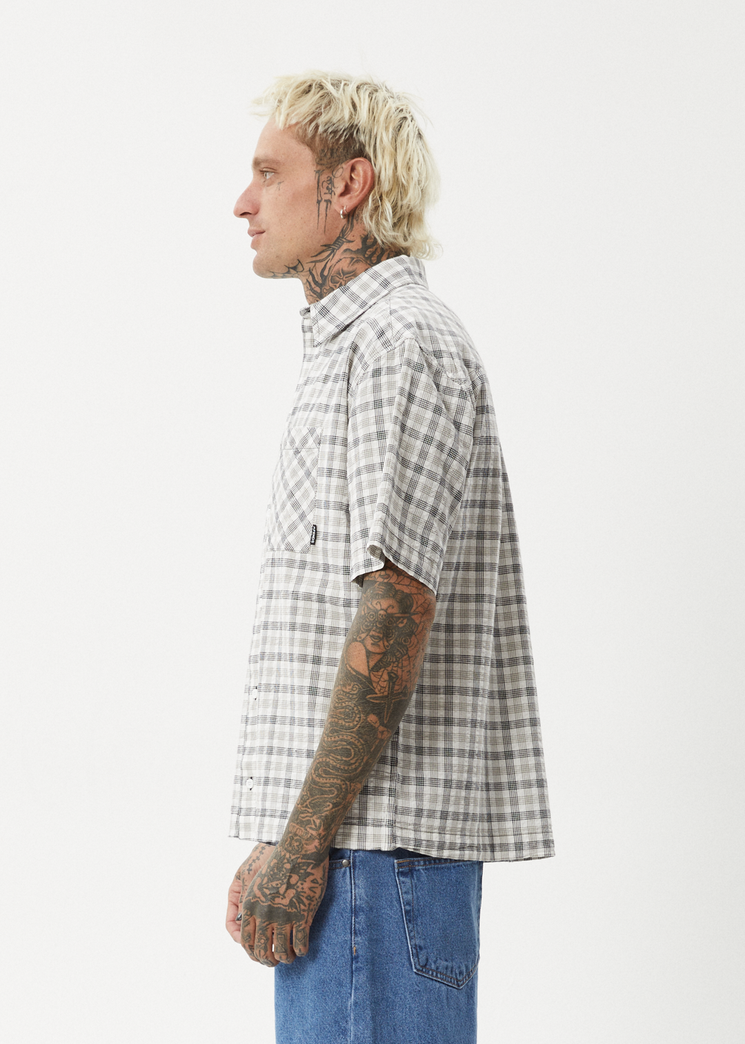 AFENDS Mens Leo - Short Sleeve Shirt - Black / White 