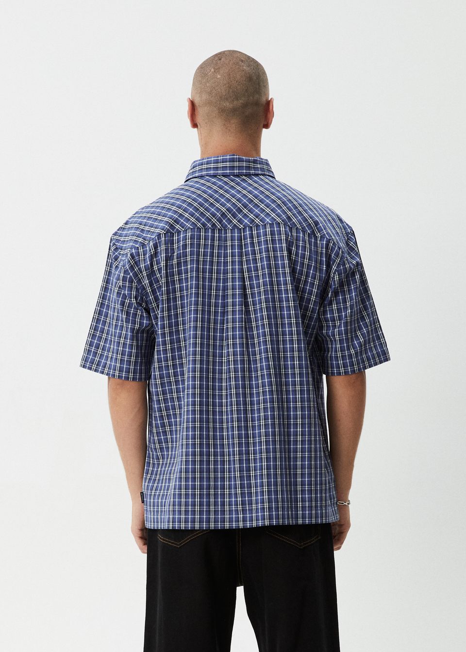 AFENDS Mens Overdie - Overdyed Short Sleeve Shirt - Deep Sea