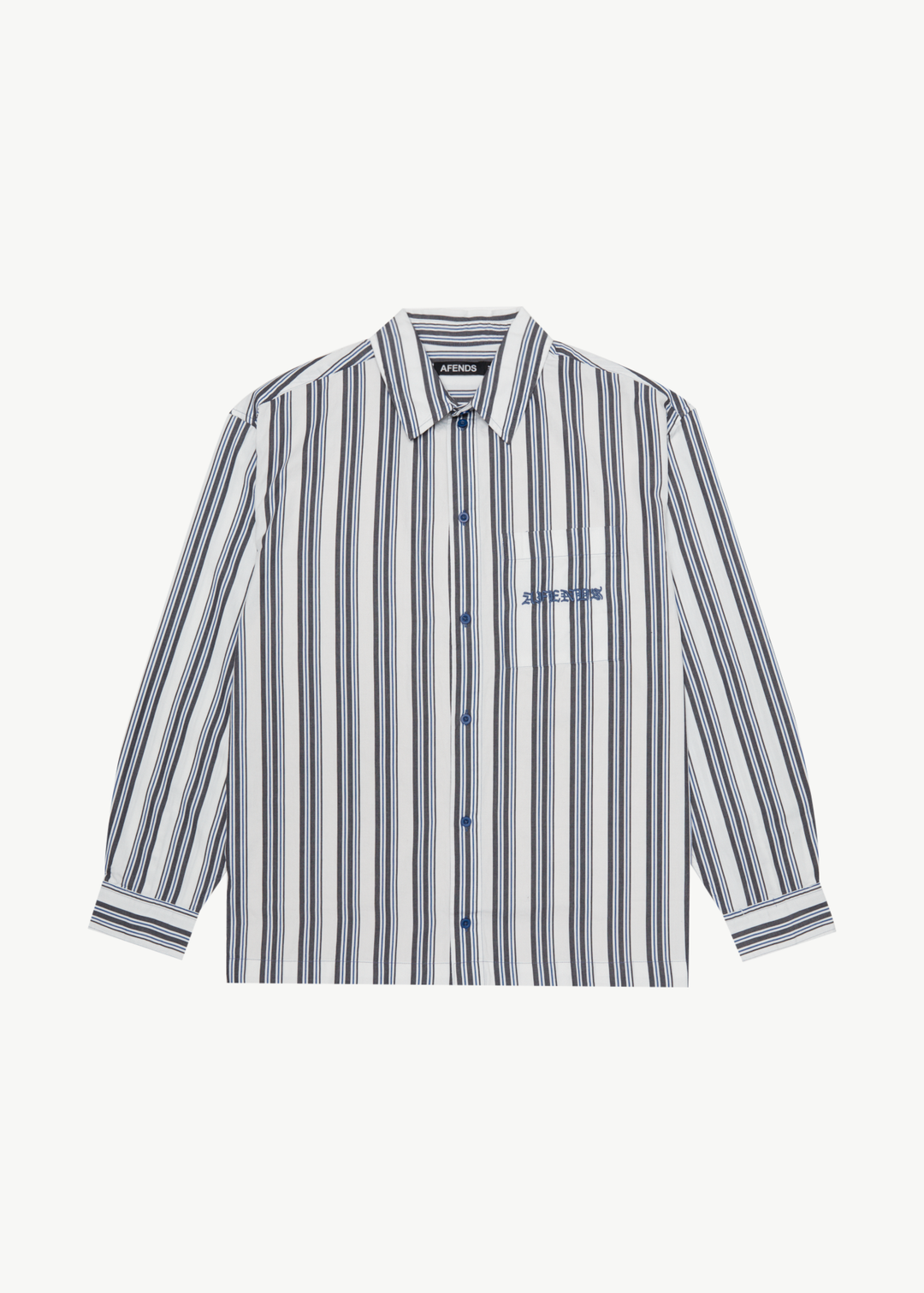 AFENDS Mens Lined Up - Long Sleeve Shirt - White Stripe 