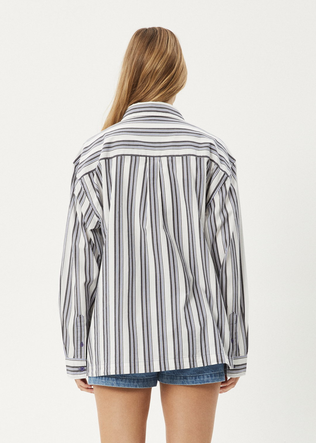 AFENDS Mens Lined Up - Long Sleeve Shirt - White Stripe 