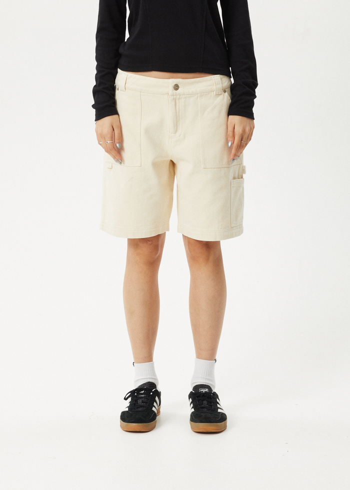 AFENDS Womens Mika - Recycled Carpenter Shorts - Sand 