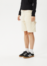 AFENDS Womens Mika - Recycled Carpenter Shorts - Sand - Afends womens mika   recycled carpenter shorts   sand 