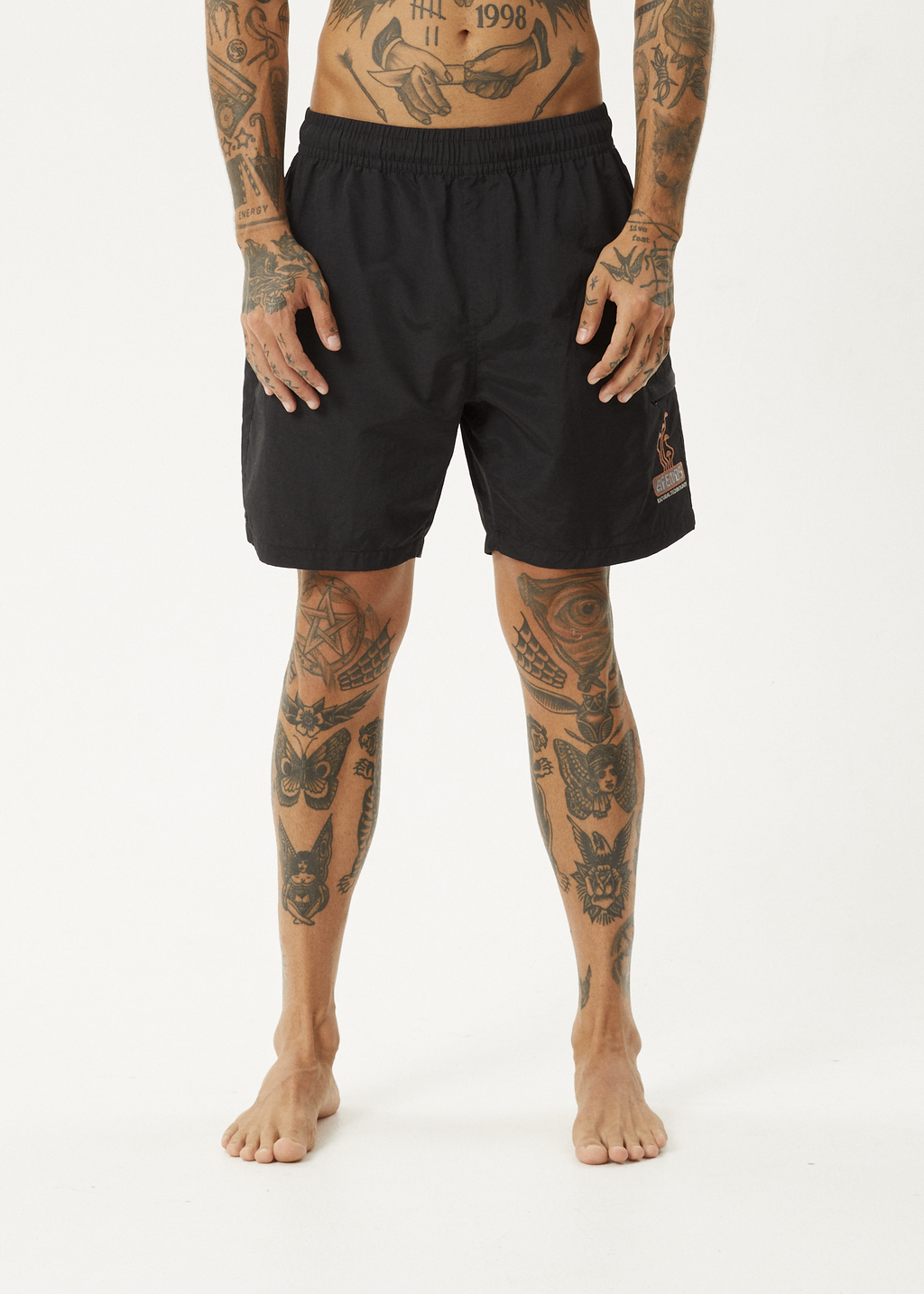 AFENDS Mens Fruiting - Baywatch Swim Short 18" - Black