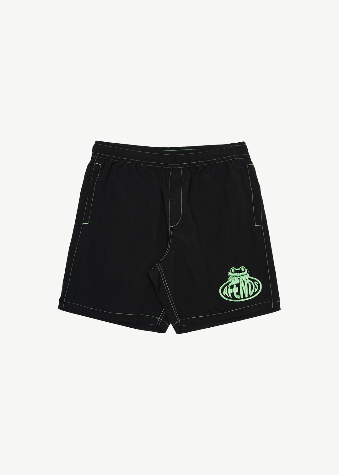 AFENDS Mens Frogga - Baywatch Swim Short 18 Inch - Black 