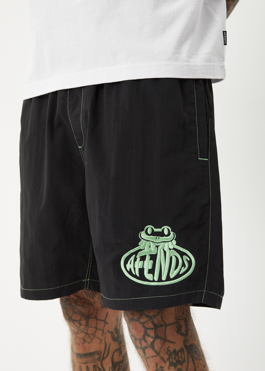 AFENDS Mens Frogga - Baywatch Swim Short 18" - Black