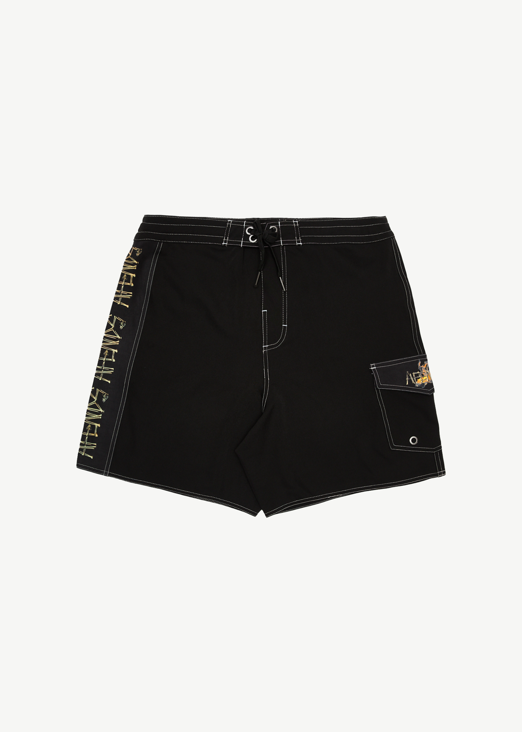 AFENDS Mens Crashed Out - Surf Related Boardshort 18" - Black