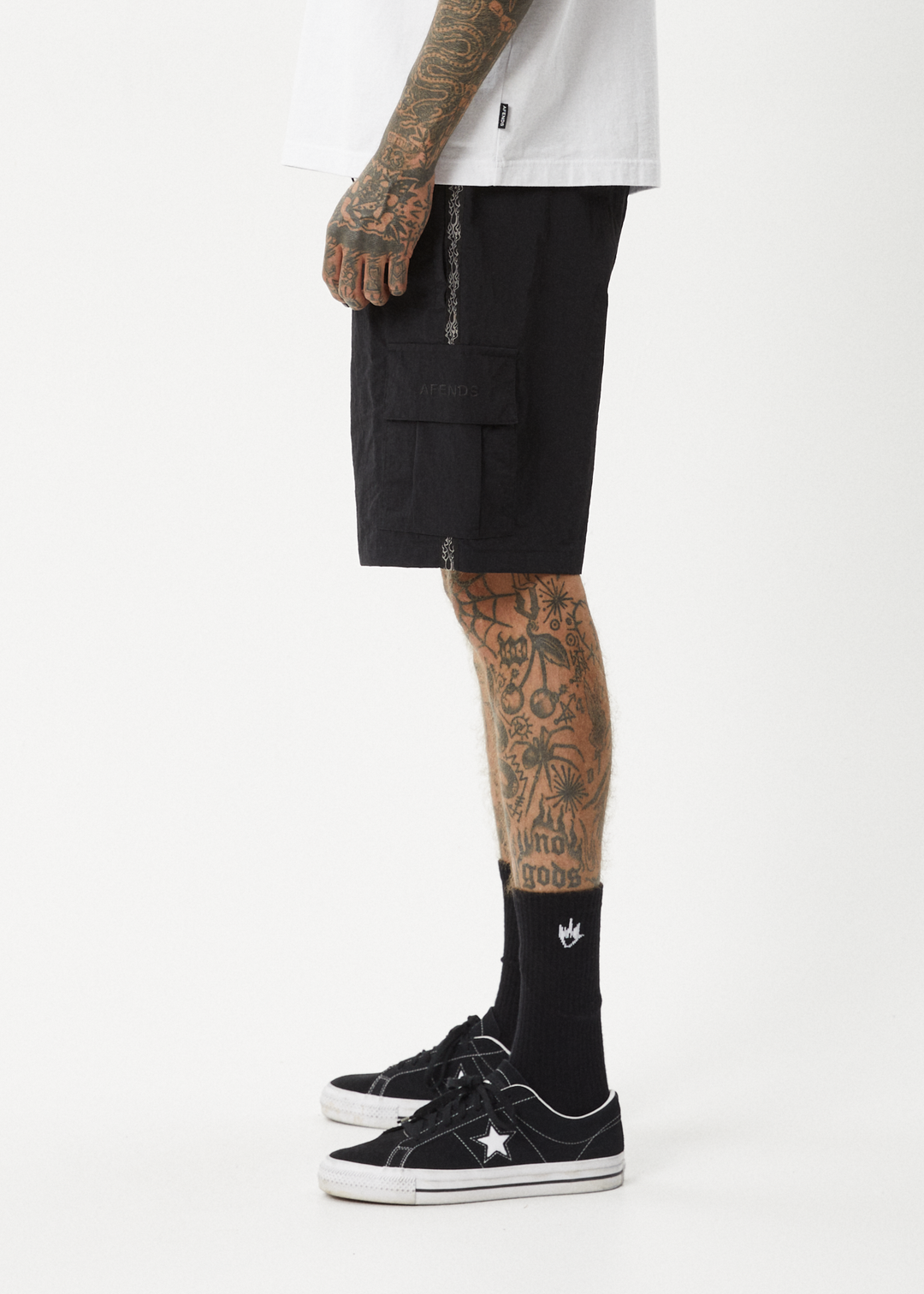 AFENDS Mens Bound - Cargo Short 20 Inch - Black 