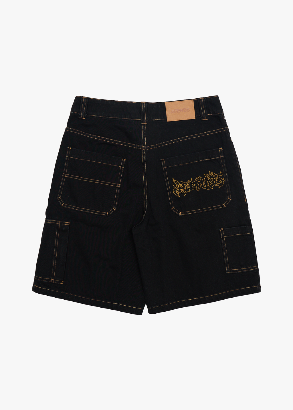 AFENDS Mens Scorched Harper - Denim Baggy Workwear Short 22 AFENDS Mens Scorched Harper - Denim Baggy Workwear Short 22