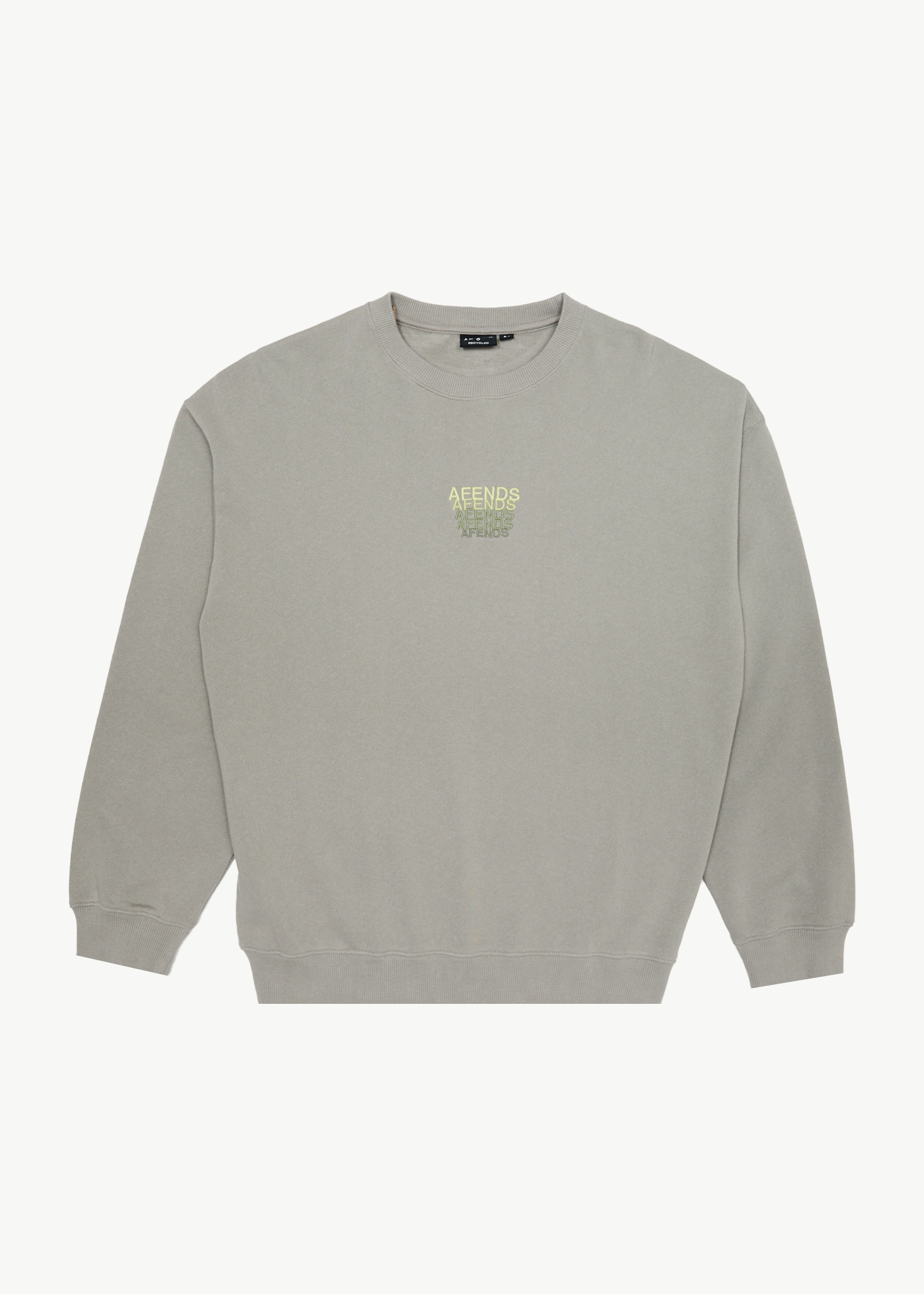 AFENDS Mens Repeat - Crew Neck Jumper - Olive