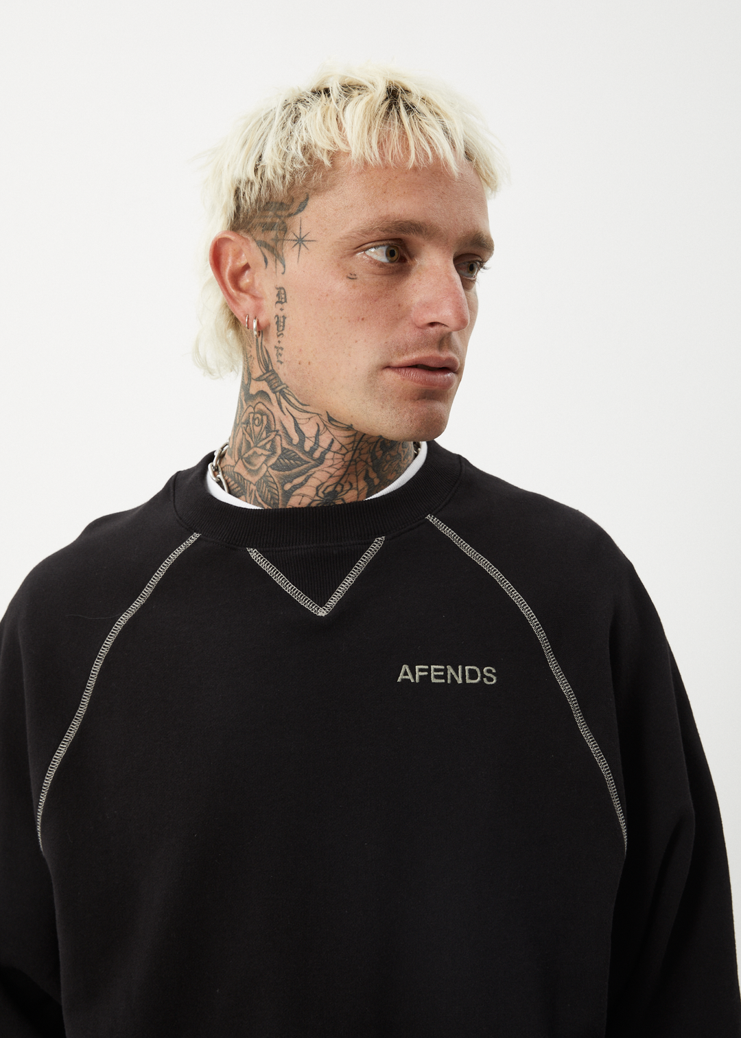 AFENDS Mens Burner - Crew Neck - Black 