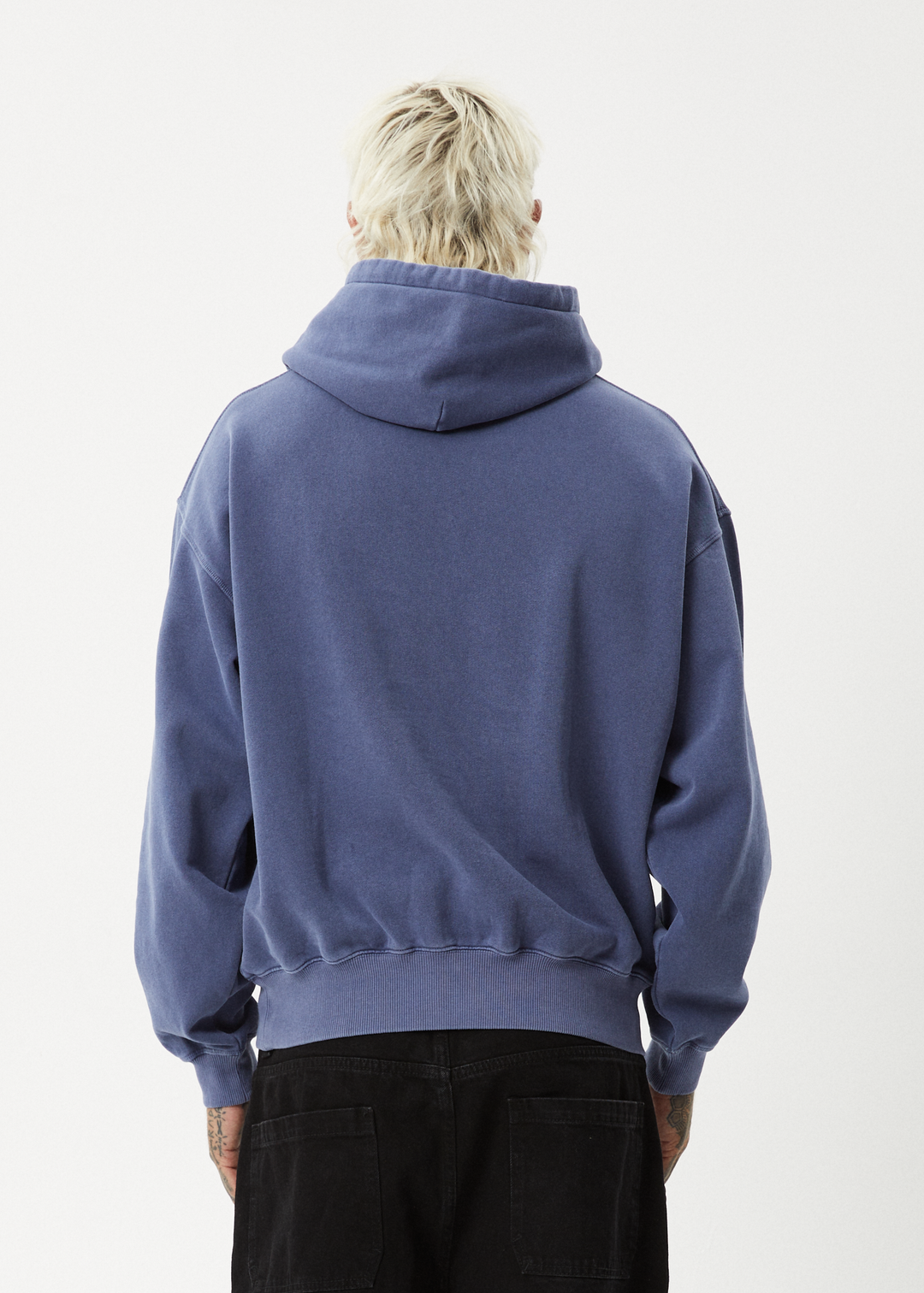 AFENDS Mens Screwed - Boxy Pull On Hood - Washed Marlin 