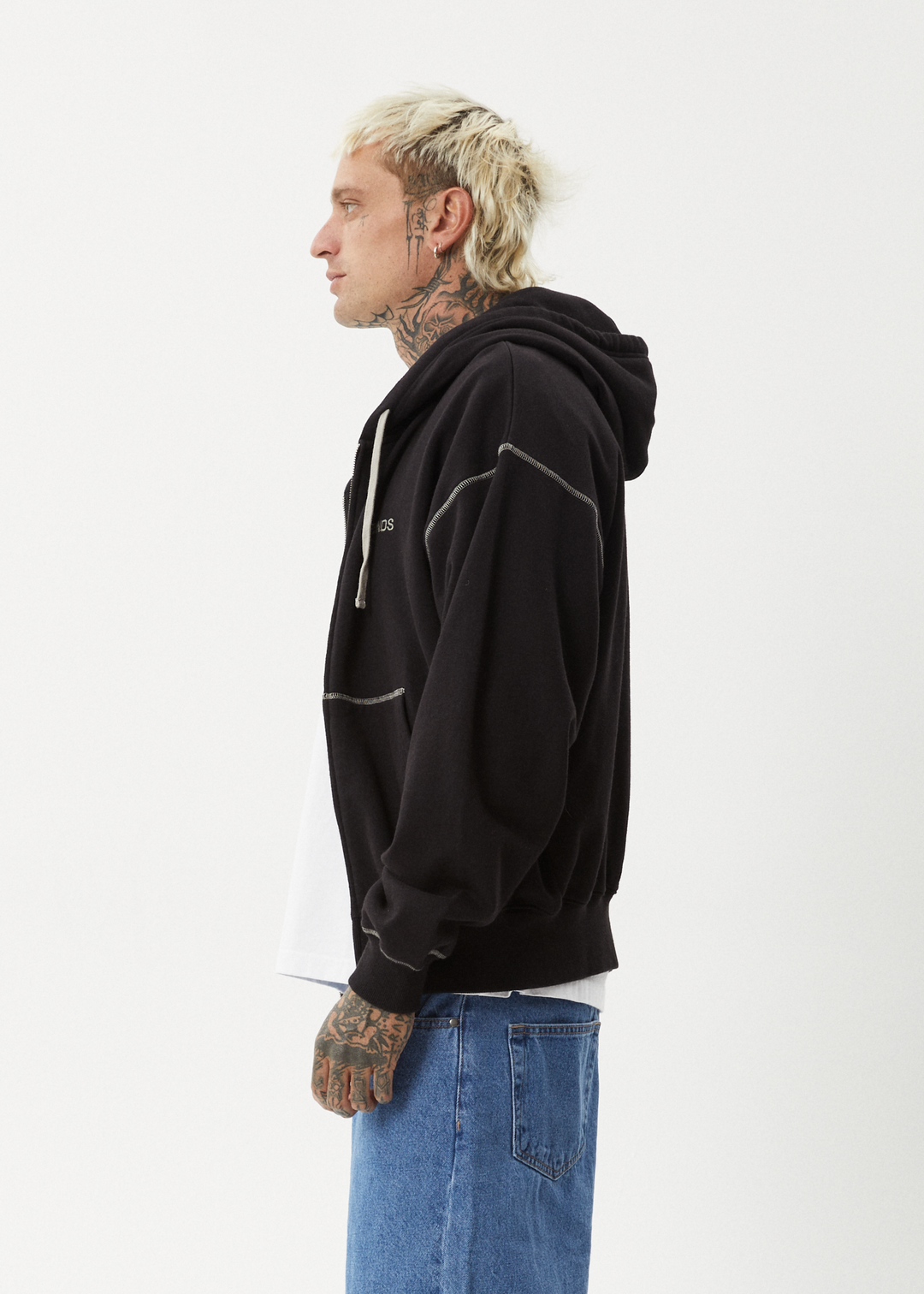 AFENDS Mens Burner - Zip Hood - Black 