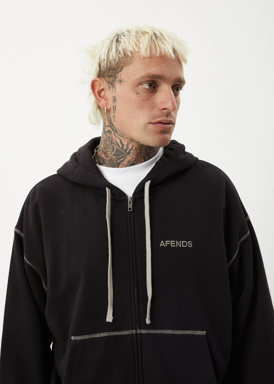 AFENDS Mens Burner - Zip Hood - Black 