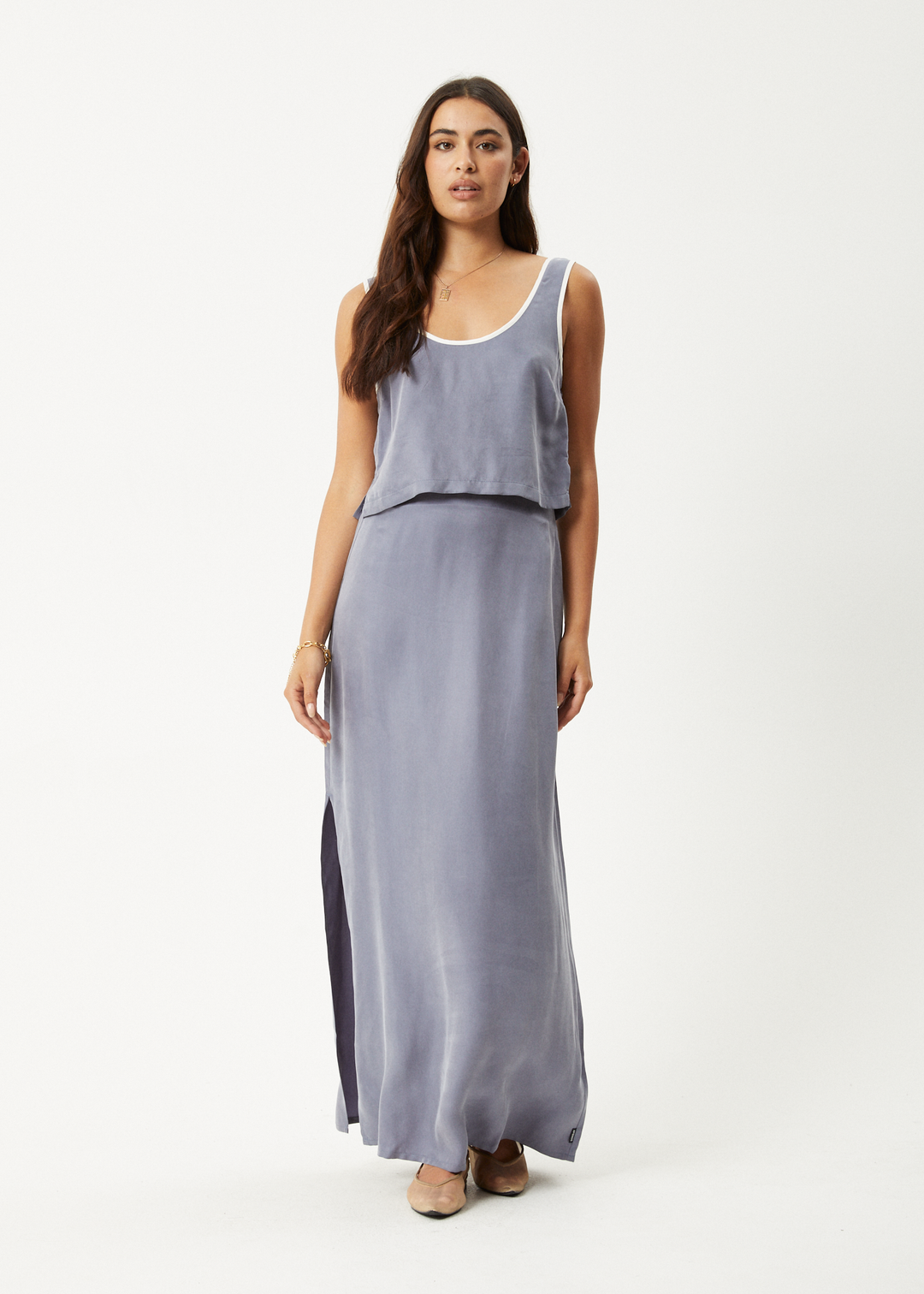 AFENDS Womens Grace - Cupro Maxi Skirt - Marlin 