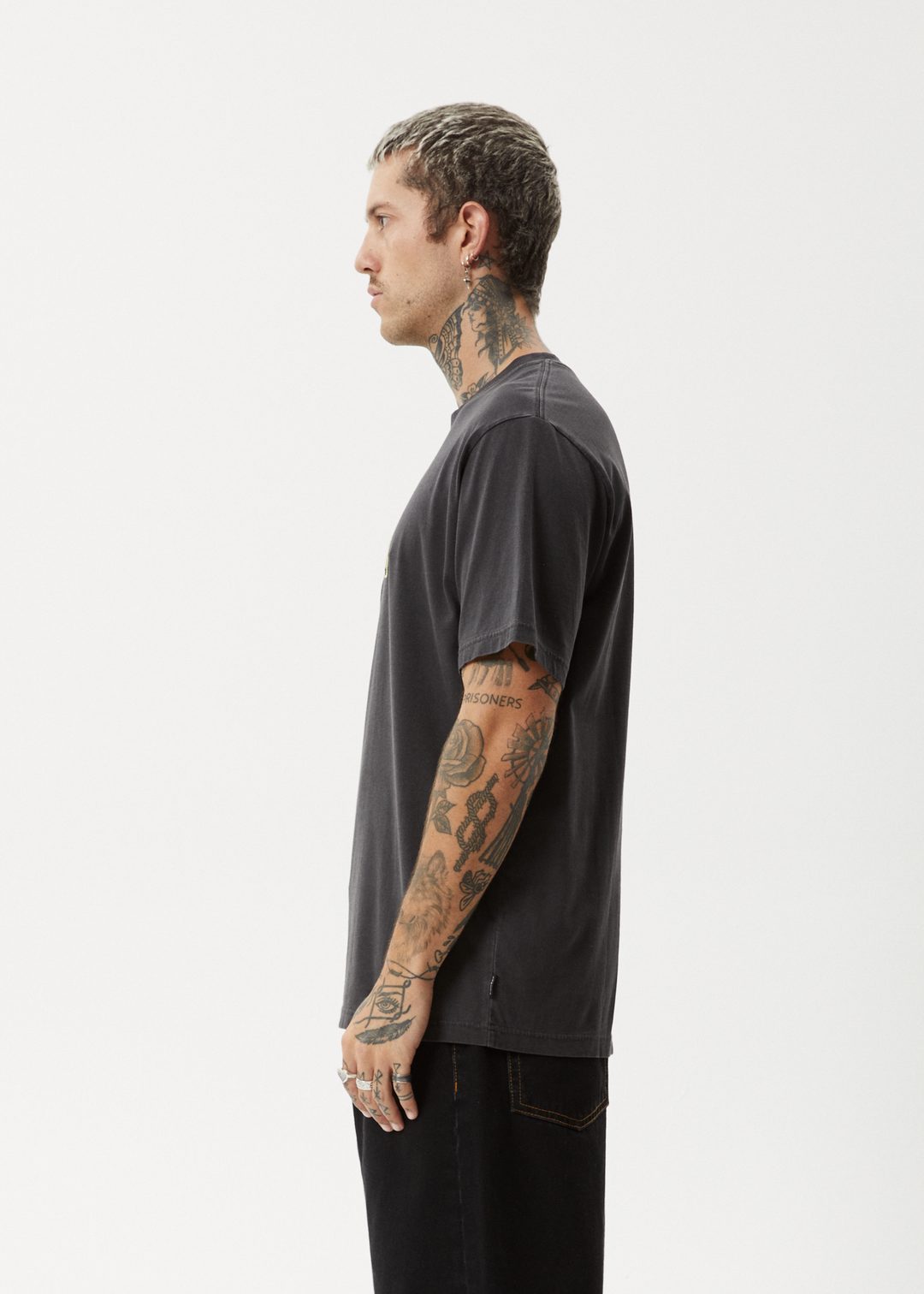 AFENDS Mens Home - Retro Fit Tee - Stone Black 