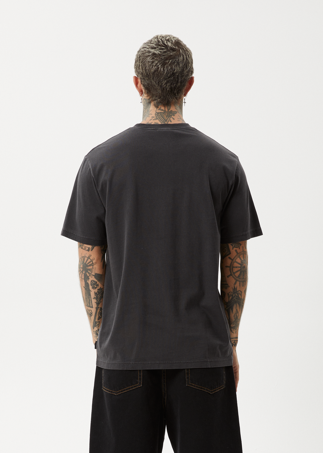 AFENDS Mens Home - Retro Fit Tee - Stone Black 