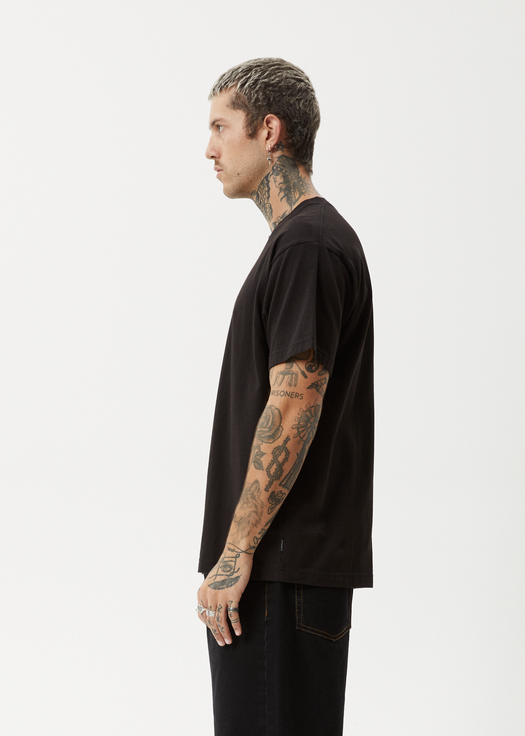 AFENDS Mens Peace Out - Boxy Fit Tee - Black 