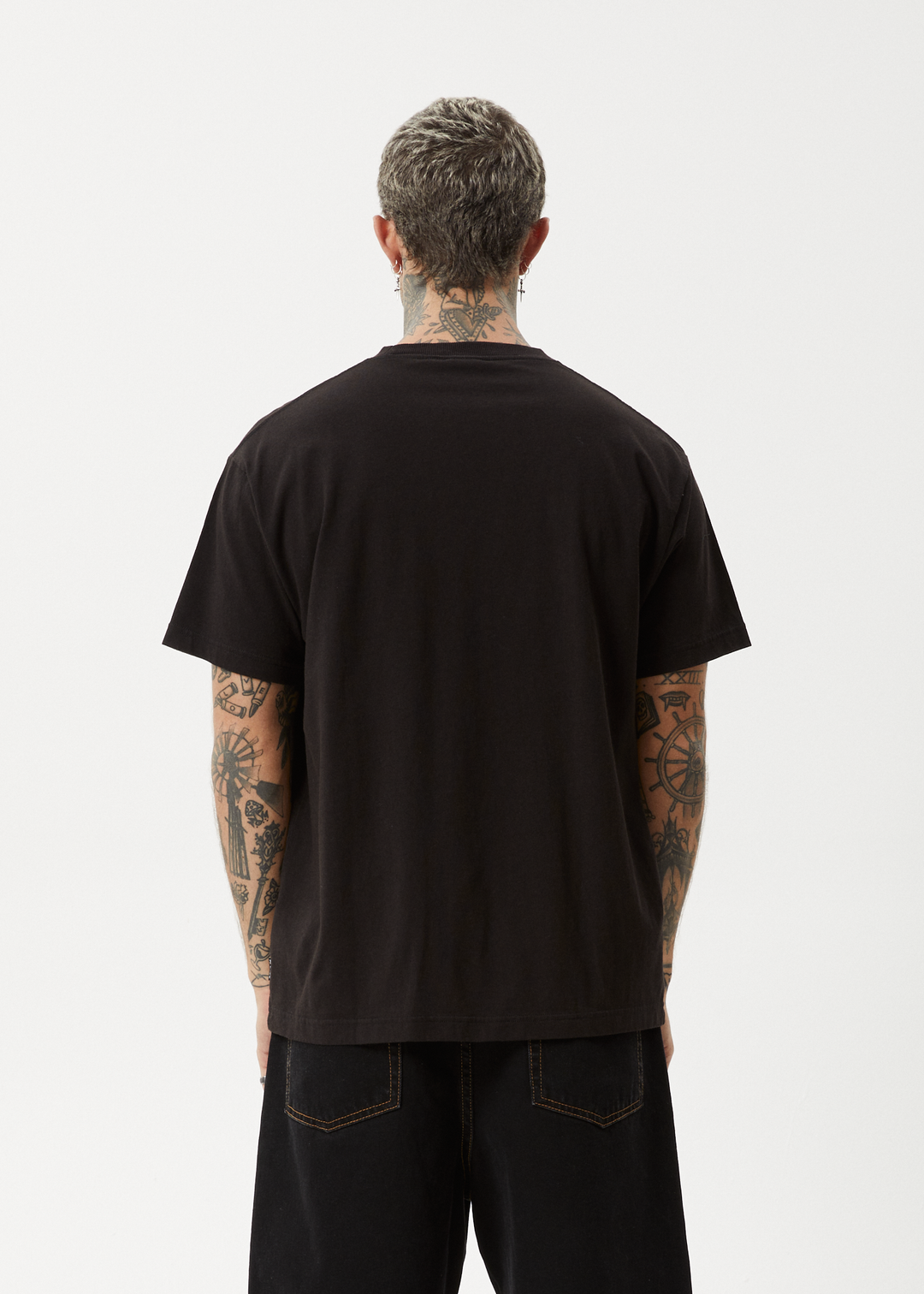 AFENDS Mens Peace Out - Boxy Fit Tee - Black 