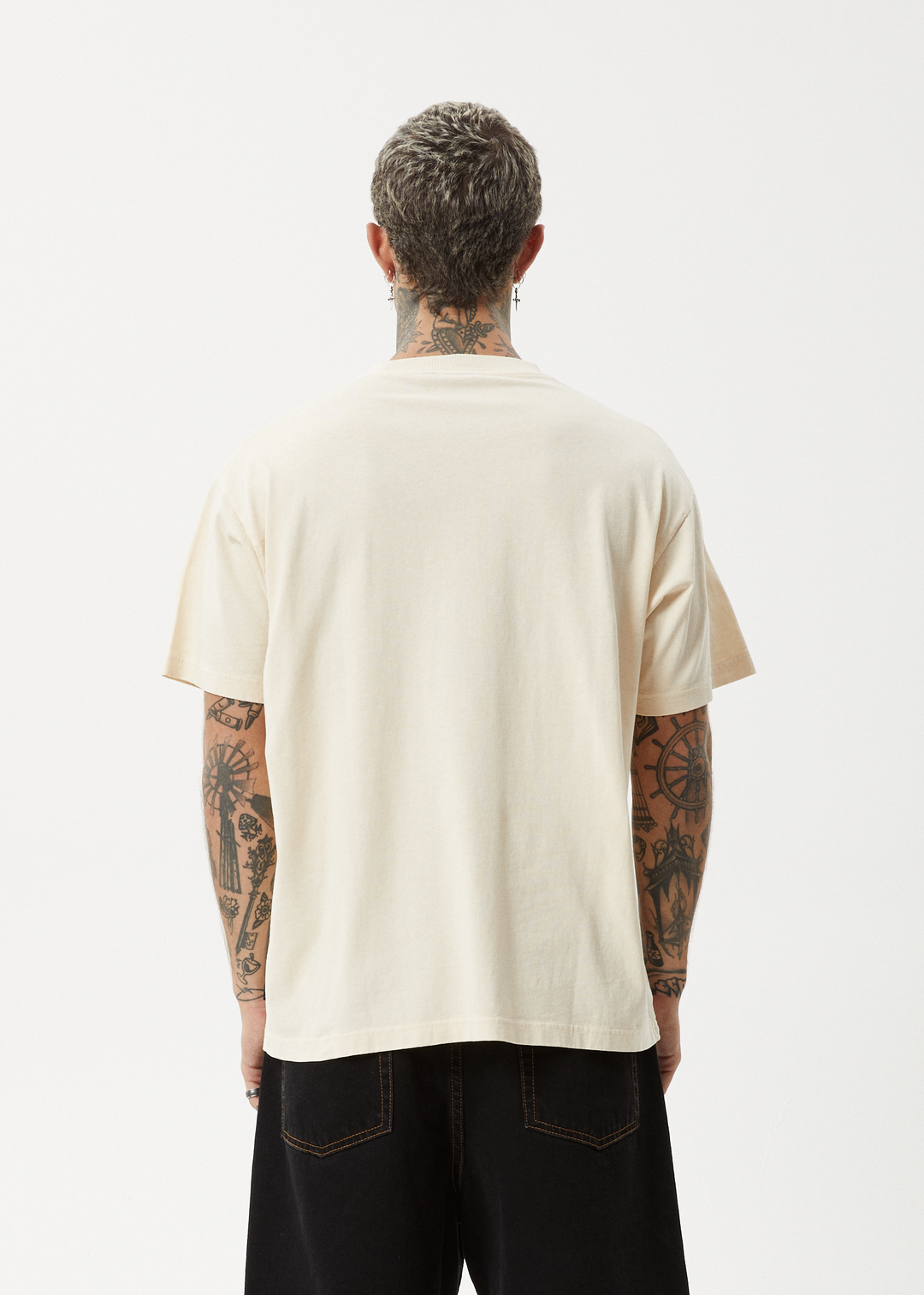 AFENDS Mens Peace Out - Boxy Fit Tee - Sand 