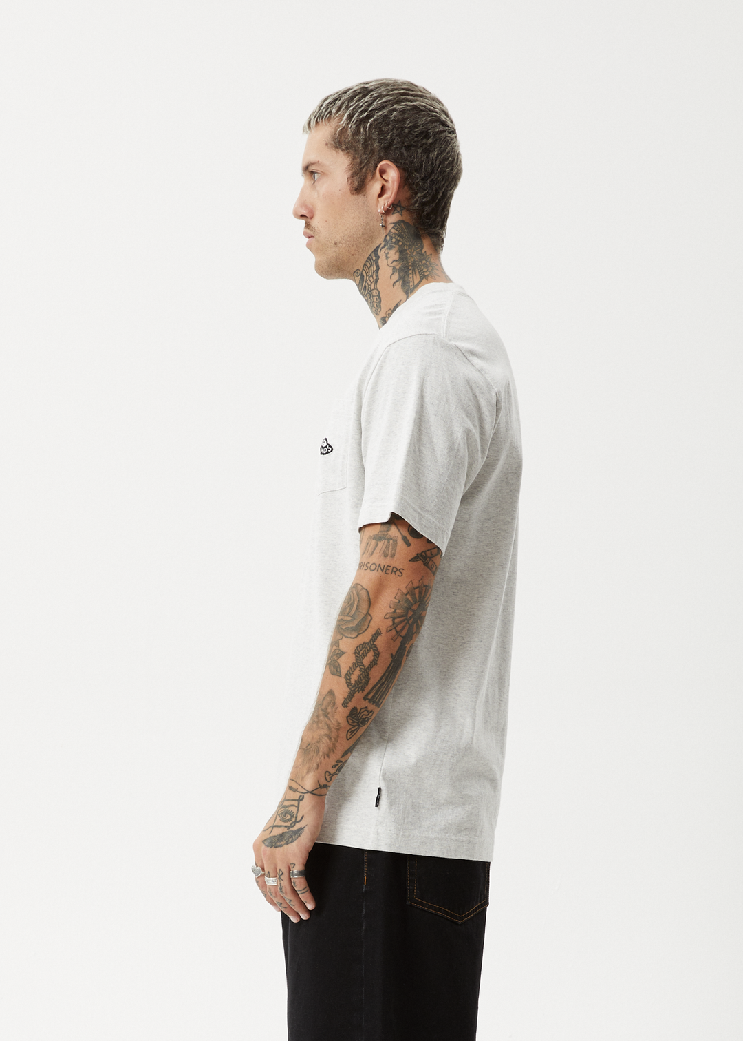 AFENDS Mens Earthling - Heavy Weight Boxy Fit Tee - Grey Marle 