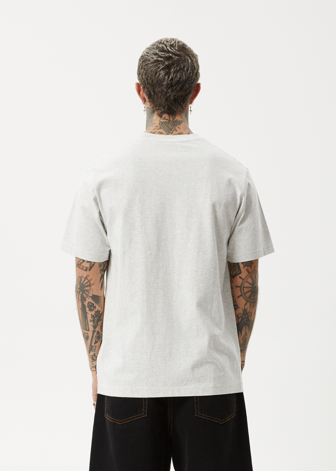 AFENDS Mens Earthling - Heavy Weight Boxy Fit Tee - Grey Marle 