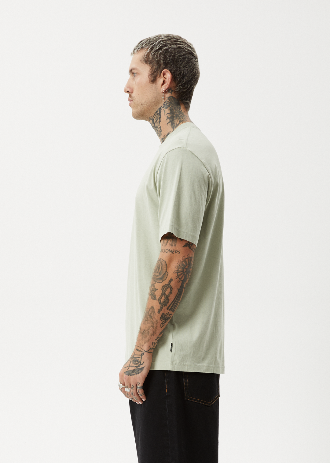 AFENDS Mens Creator - Retro Fit Tee - Eucalyptus 