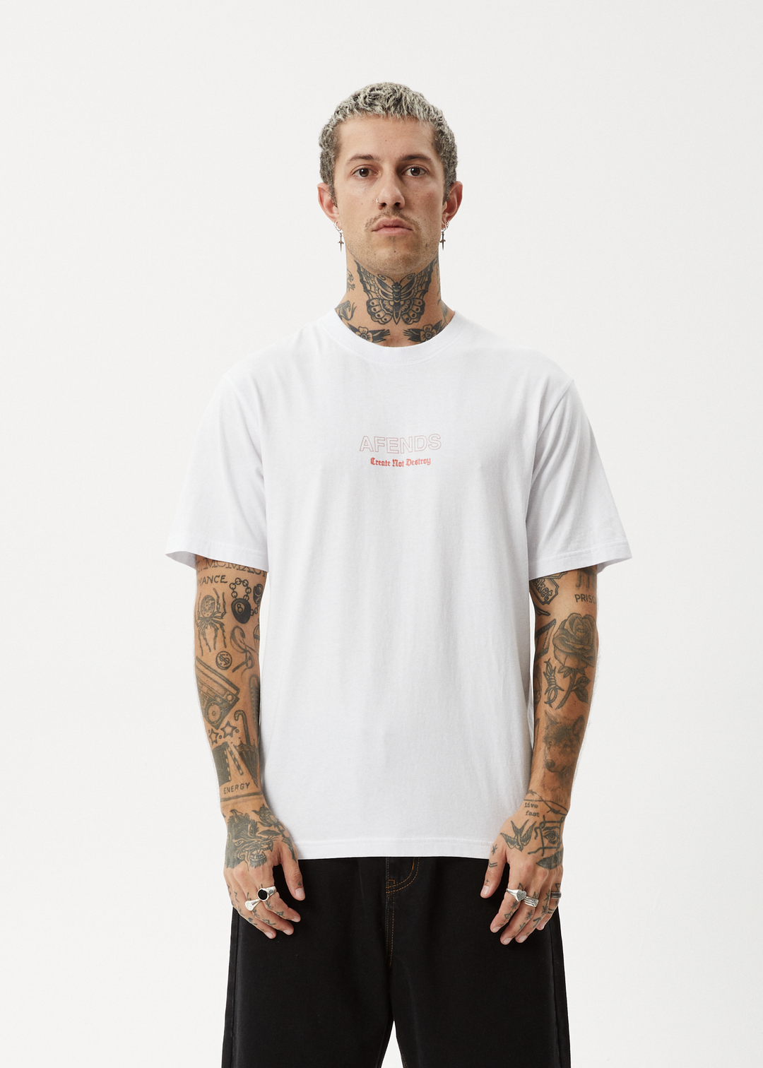 AFENDS Mens Creator - Retro Fit Tee - White 