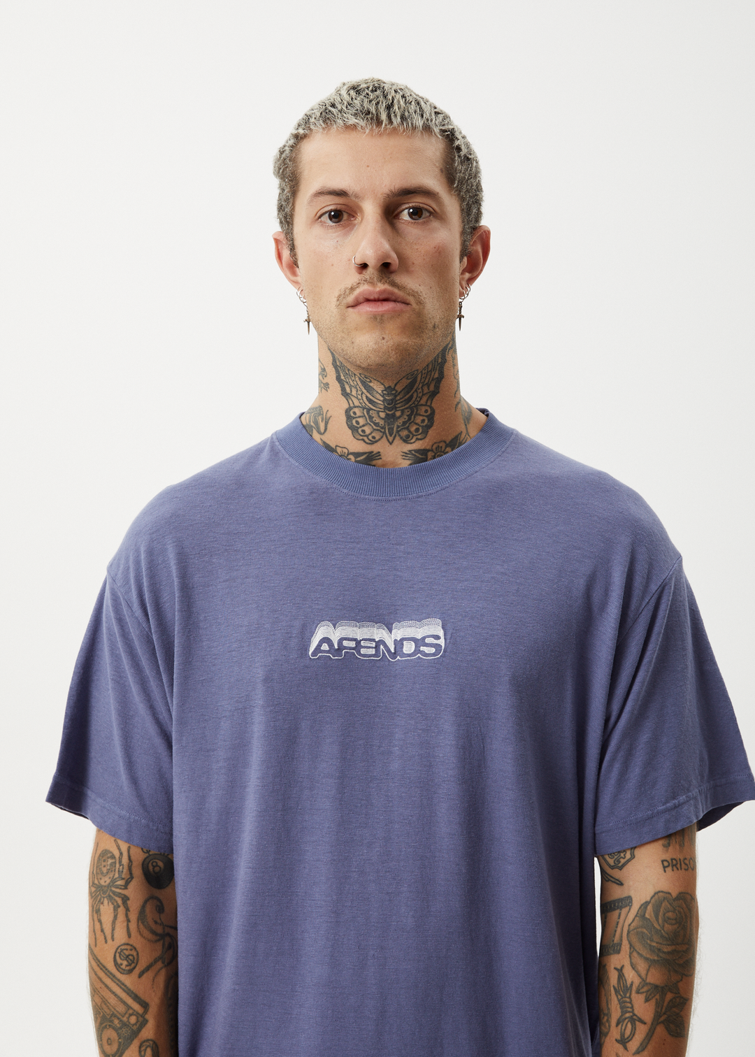 AFENDS Mens Repeat Me - Boxy Fit Tee - Marlin 