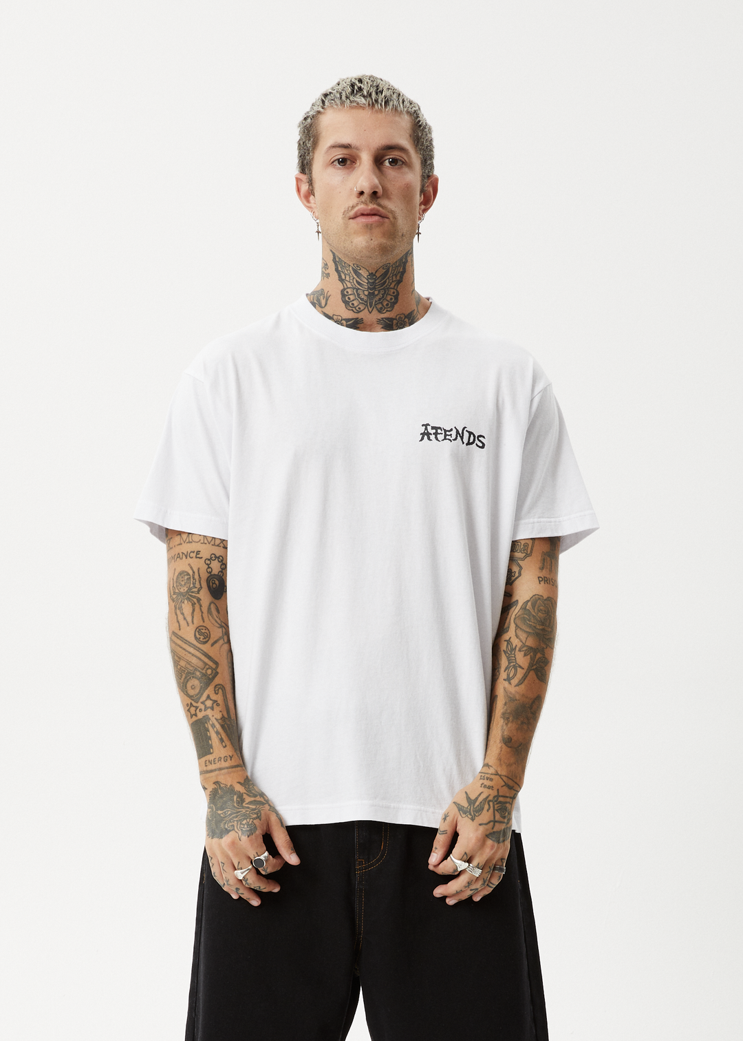 AFENDS Mens Destroyer - Boxy Fit Tee - White 