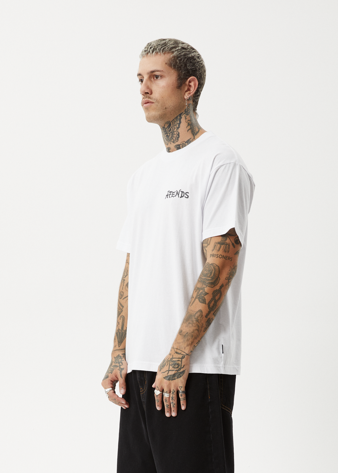 AFENDS Mens Destroyer - Boxy Fit Tee - White 