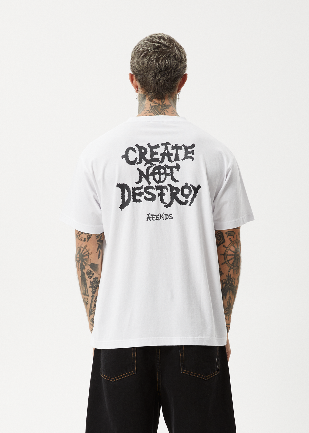 AFENDS Mens Destroyer - Boxy Fit Tee - White 