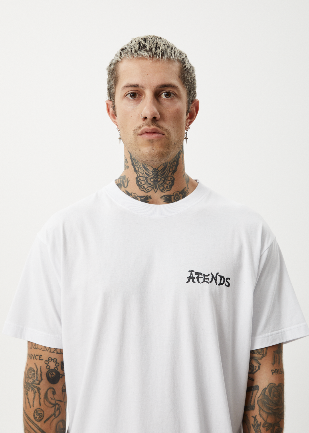 AFENDS Mens Destroyer - Boxy Fit Tee - White 