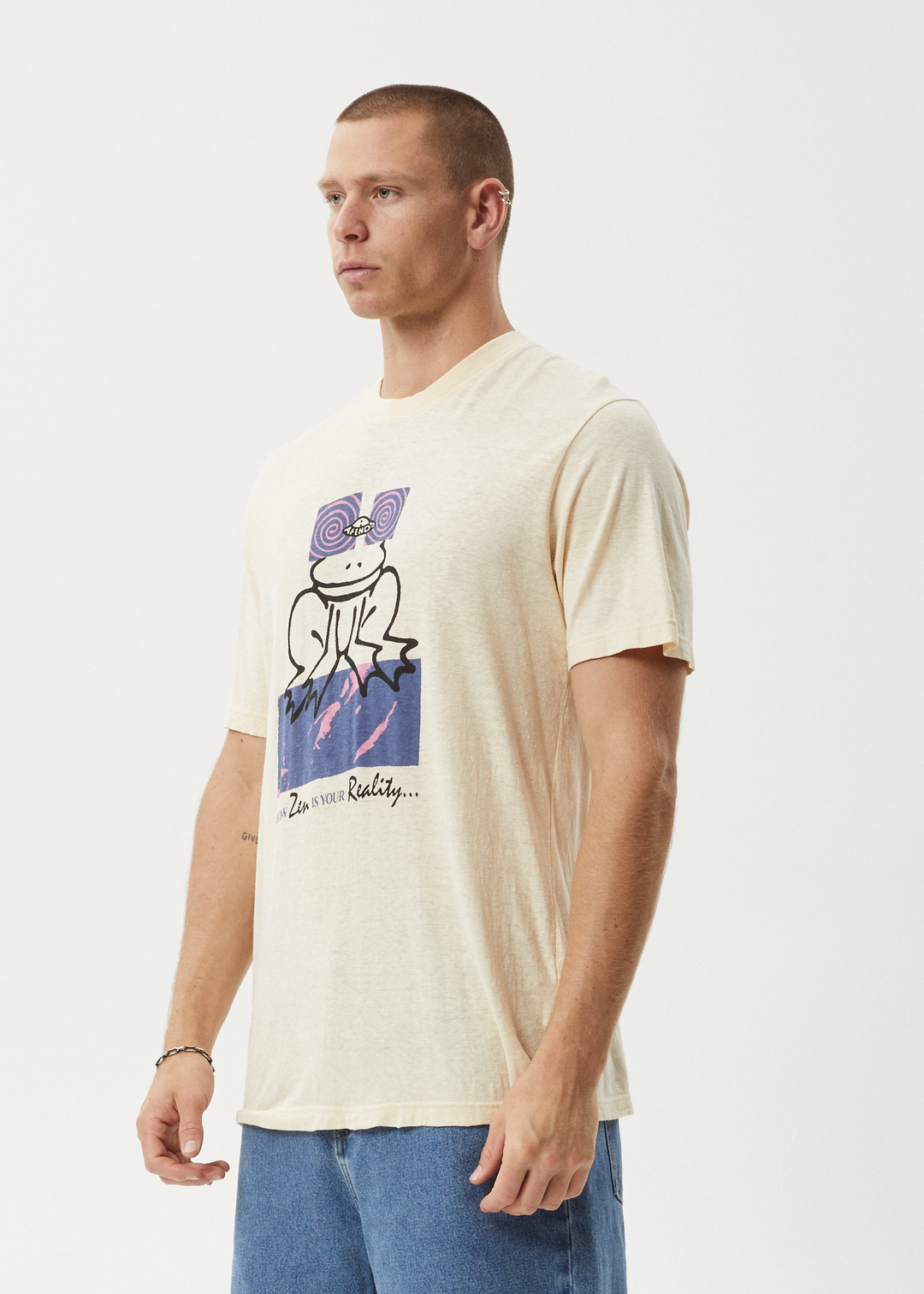 AFENDS Mens Zen Feeling - Retro Fit Tee - Sand 