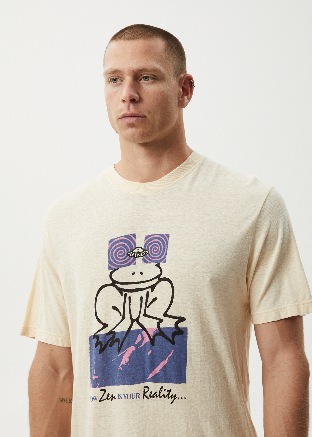 AFENDS Mens Zen Feeling - Retro Fit Tee - Sand 