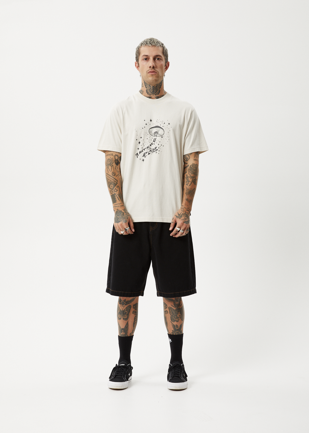 AFENDS Mens Carpet Ride - Retro Fit Tee - Moonbeam 