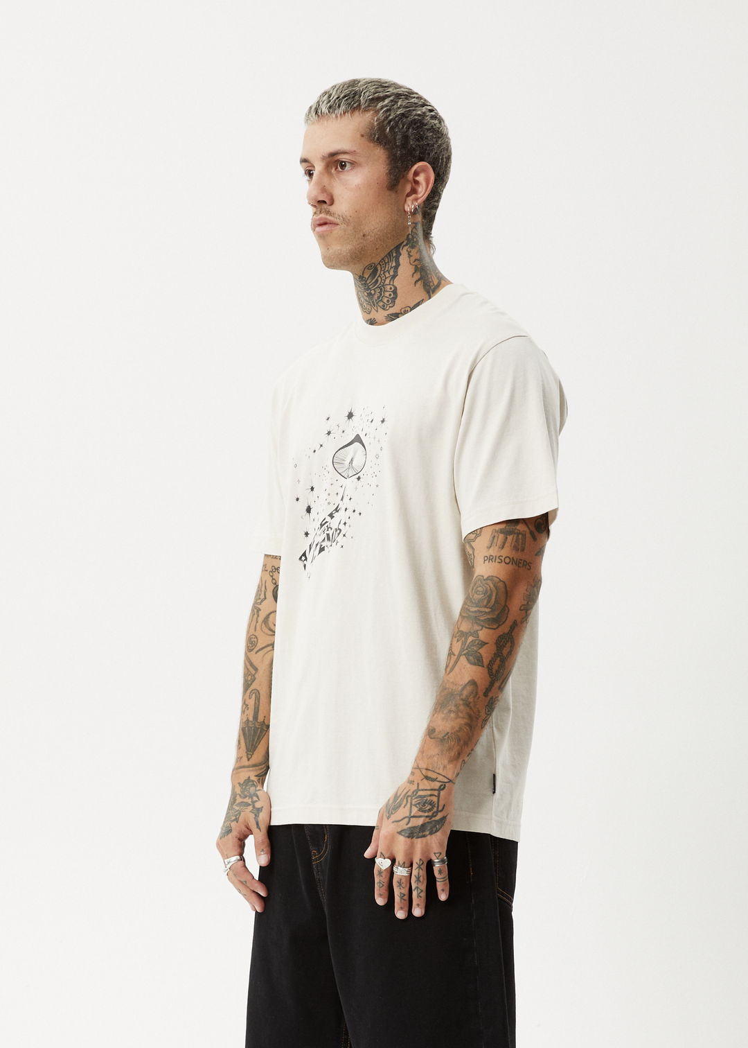 AFENDS Mens Carpet Ride - Retro Fit Tee - Moonbeam 