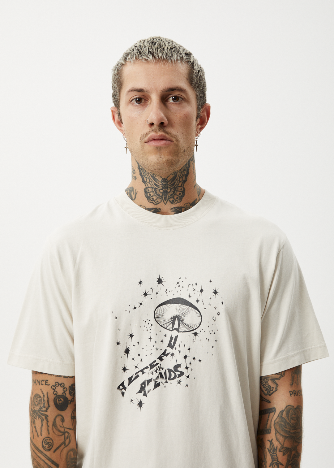 AFENDS Mens Carpet Ride - Retro Fit Tee - Moonbeam 