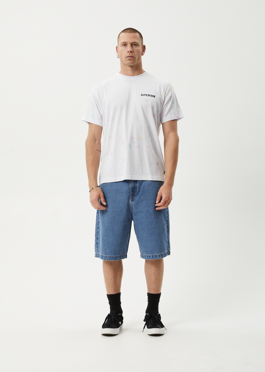 AFENDS Mens Tie Die - Boxy Fit Tee - White 