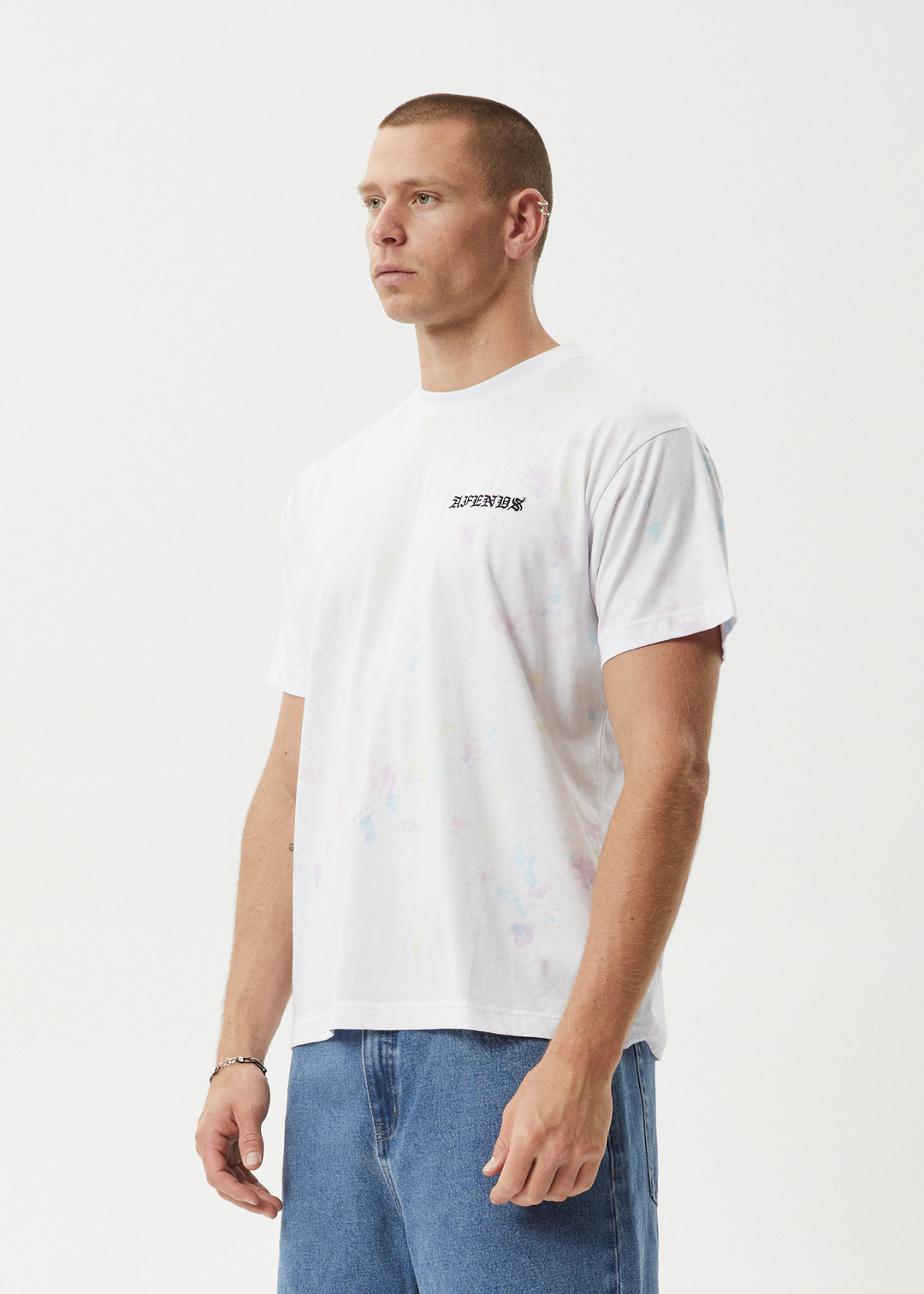 AFENDS Mens Tie Die - Boxy Fit Tee - White 