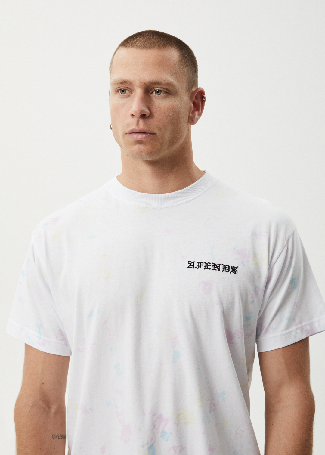 AFENDS Mens Tie Die - Boxy Fit Tee - White 