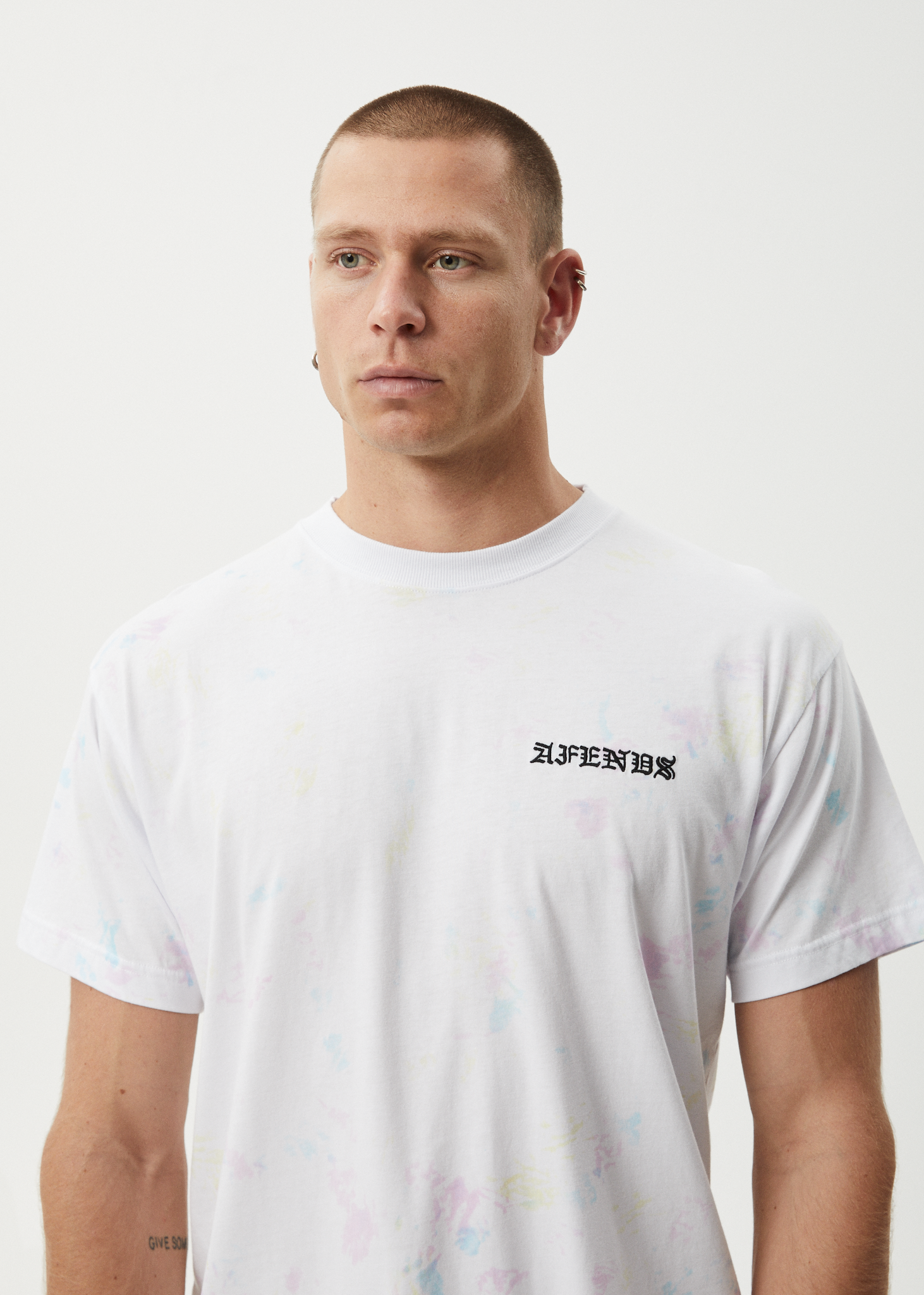 AFENDS Mens Tie Die - Boxy Tee - White