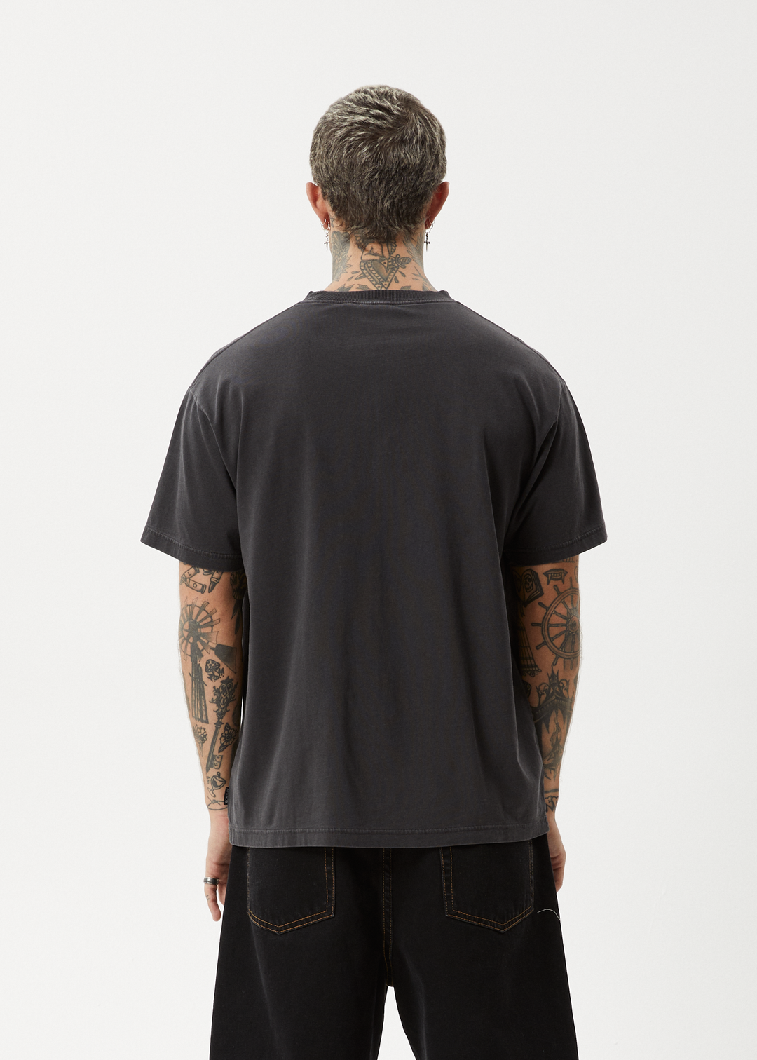 AFENDS Mens Doom Gen - Boxy Fit Tee - Stone Black 