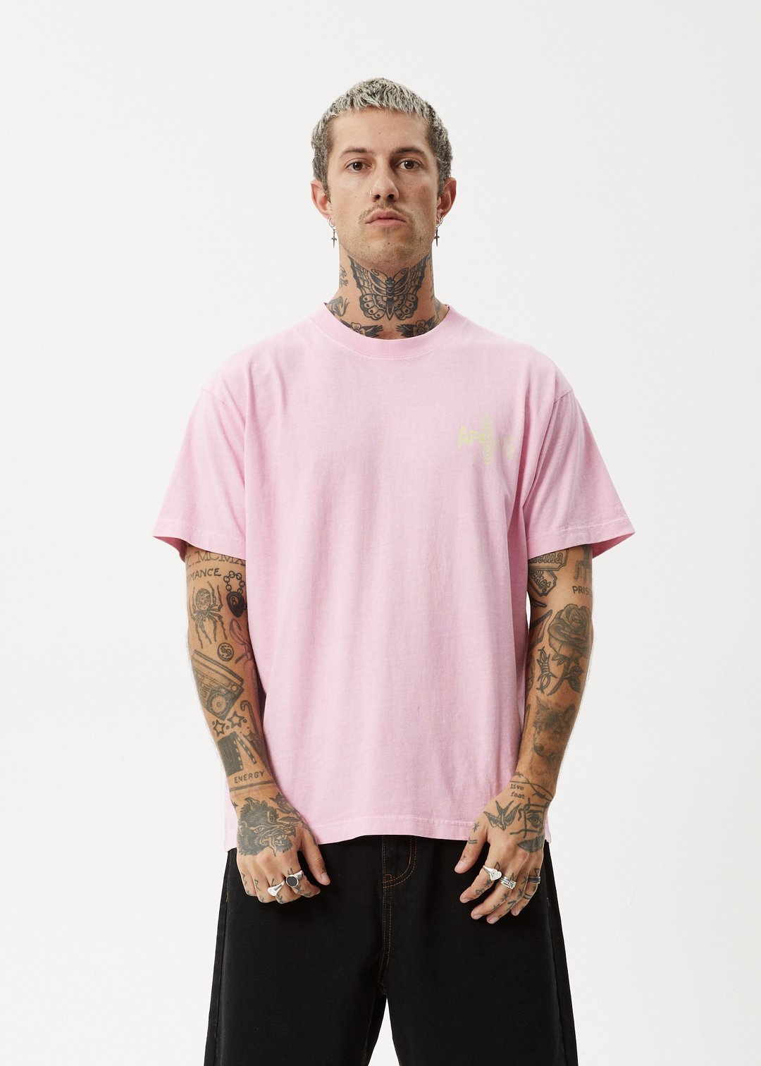 AFENDS Mens Altered - Heavy Weight Boxy Fit Tee - Vintage Pink 